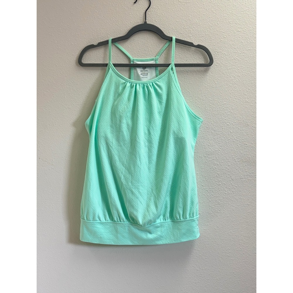 Old Navy Active 2 in 1 Tank Top Magic Mint Striped Built In Bra Medium